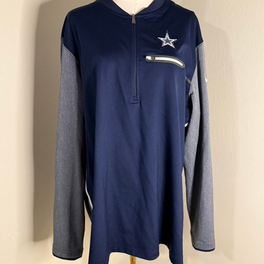 Nike Dallas Cowboys NFL Onfield Dri-FIT 1/4 Zip Pullover Navy Grey XL